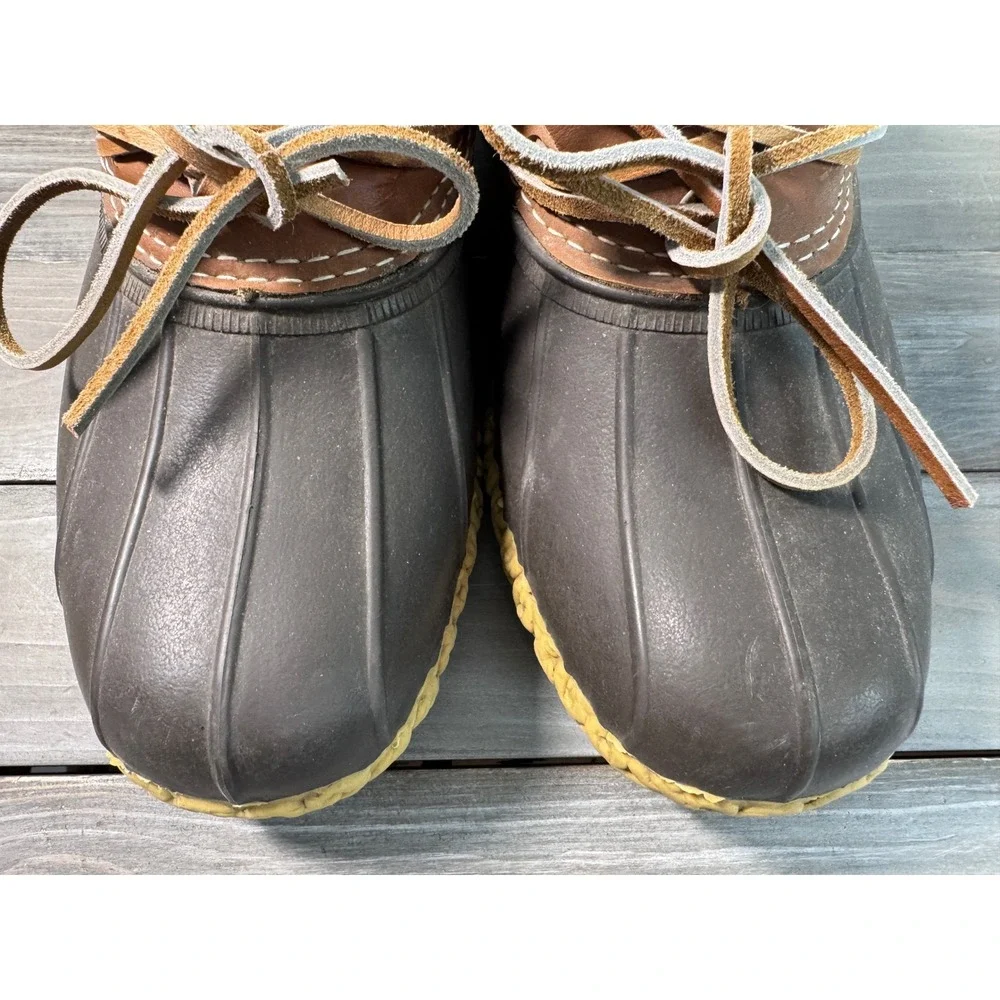 L.L. Bean Men's 9 Wide Rubber Moc Brown Leather Duck Boots Made in Maine 175061